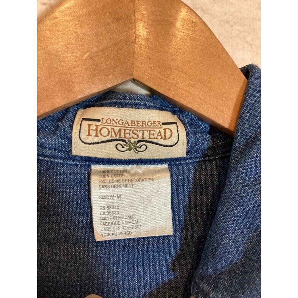 Vintage Longaberger Top‎ Womens Medium Denim Blue Jean Button Up Patriotic Stars - Picture 12 of 12